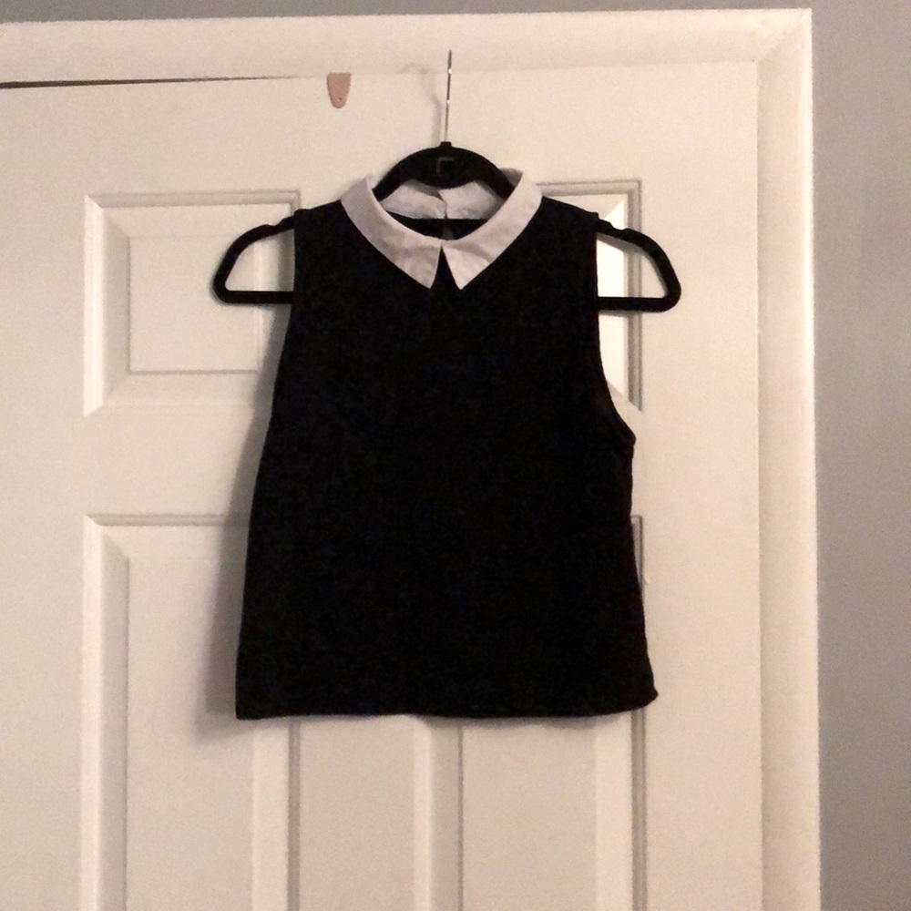 Black ZARA blouse with white collar